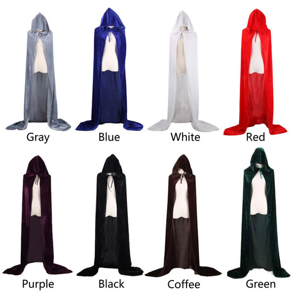 Christmas  Pleuche Velvet Cloak Cape Hooded Medieval